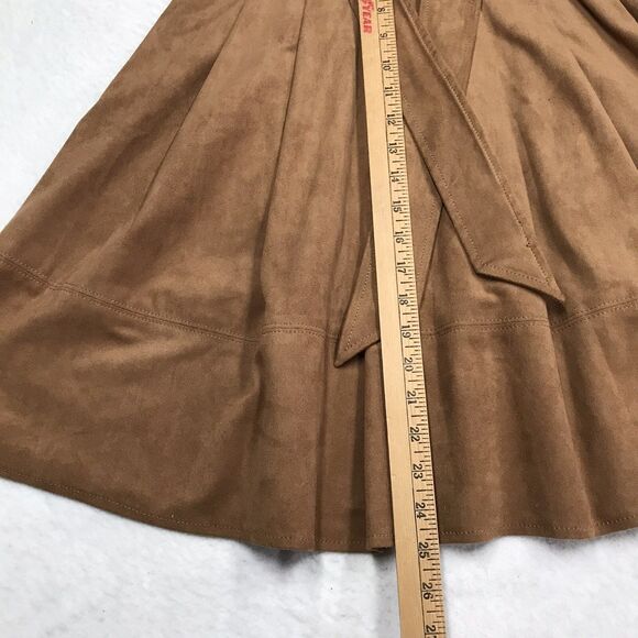 ANTHROPOLOGIE Akemi Kin Skirt Women 0 (26x36) Mocha Faux Suede Tulip Belt Pleat - Picture 8 of 12